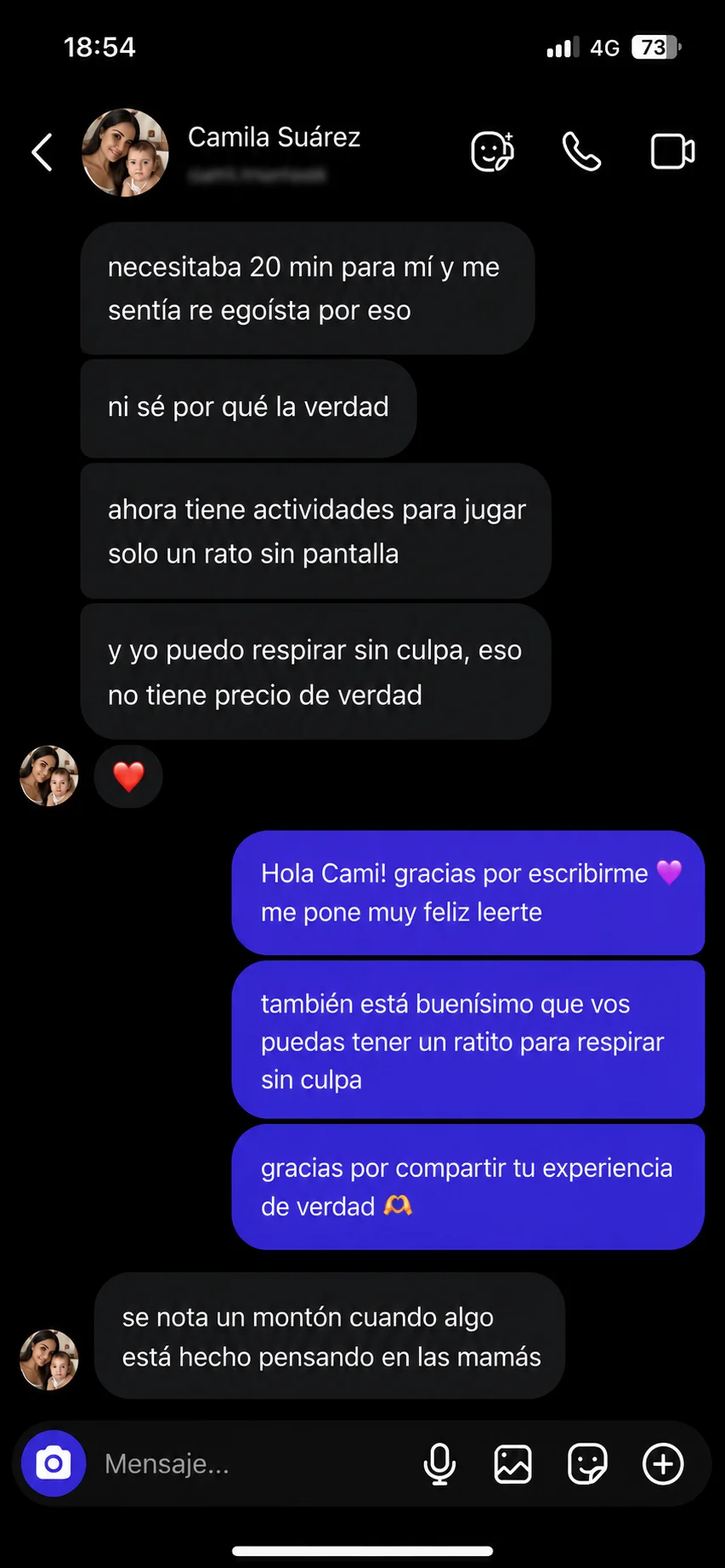Testimonio real por Instagram de Camila Suárez